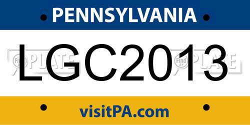 LGC2013 Pennsylvania License Plate