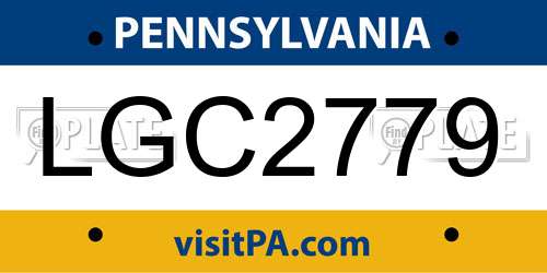 LGC2779 Pennsylvania License Plate