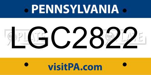 LGC2822 Pennsylvania License Plate