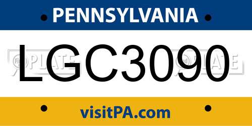 LGC3090 Pennsylvania License Plate