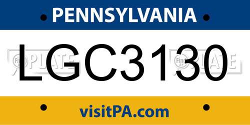 LGC3130 Pennsylvania License Plate