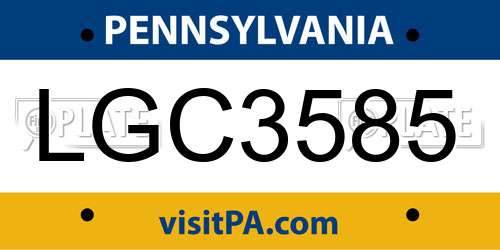 LGC3585 Pennsylvania License Plate
