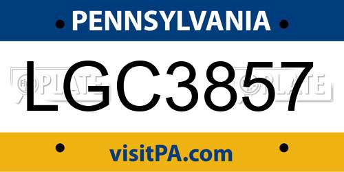 LGC3857 Pennsylvania License Plate