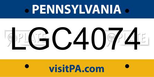 LGC4074 Pennsylvania License Plate