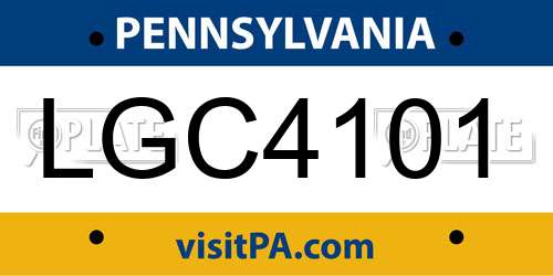 LGC4101 Pennsylvania License Plate