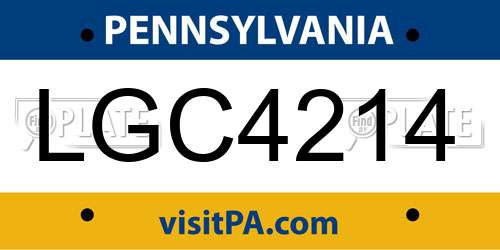 LGC4214 Pennsylvania License Plate