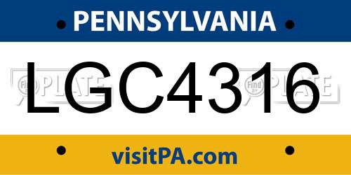 LGC4316 Pennsylvania License Plate