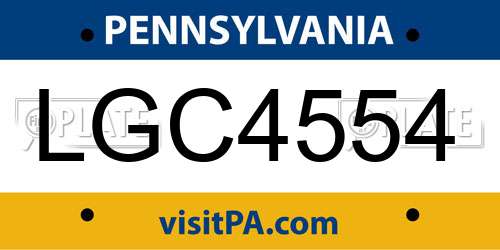 LGC4554 Pennsylvania License Plate