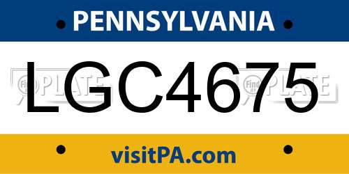 LGC4675 Pennsylvania License Plate