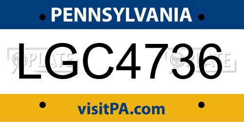 LGC4736 Pennsylvania License Plate