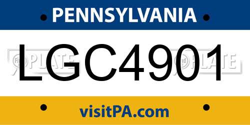 LGC4901 Pennsylvania License Plate