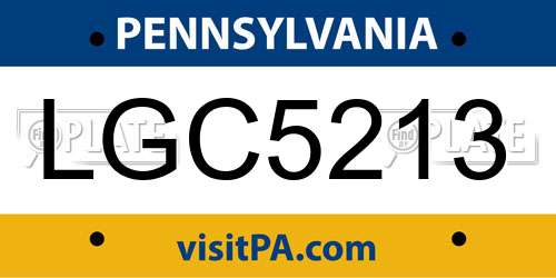LGC5213 Pennsylvania License Plate
