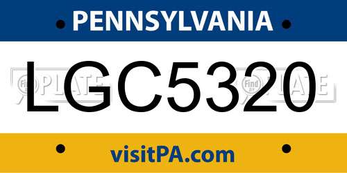 LGC5320 Pennsylvania License Plate