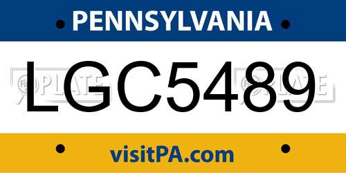 LGC5489 Pennsylvania License Plate