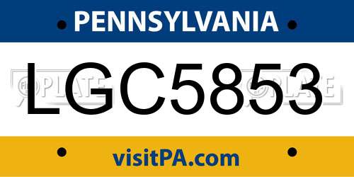 LGC5853 Pennsylvania License Plate