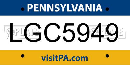 LGC5949 Pennsylvania License Plate