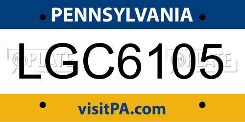 LGC6105 Pennsylvania License Plate
