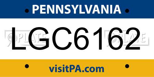 LGC6162 Pennsylvania License Plate