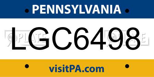 LGC6498 Pennsylvania License Plate