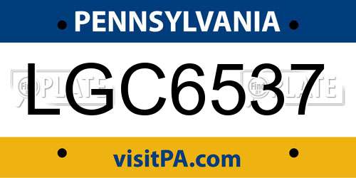 LGC6537 Pennsylvania License Plate