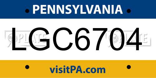 LGC6704 Pennsylvania License Plate