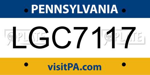 LGC7117 Pennsylvania License Plate