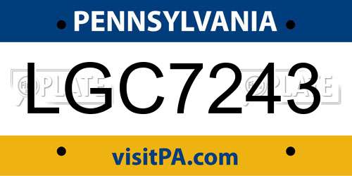 LGC7243 Pennsylvania License Plate