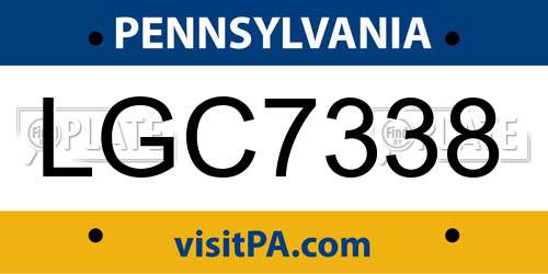 LGC7338 Pennsylvania License Plate