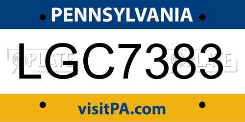 LGC7383 Pennsylvania License Plate