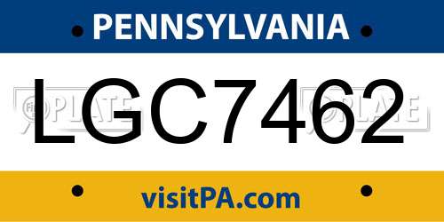 LGC7462 Pennsylvania License Plate