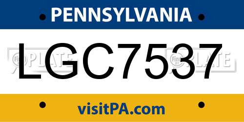 LGC7537 Pennsylvania License Plate