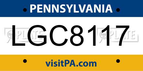 LGC8117 Pennsylvania License Plate