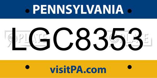LGC8353 Pennsylvania License Plate