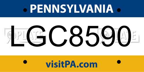 LGC8590 Pennsylvania License Plate