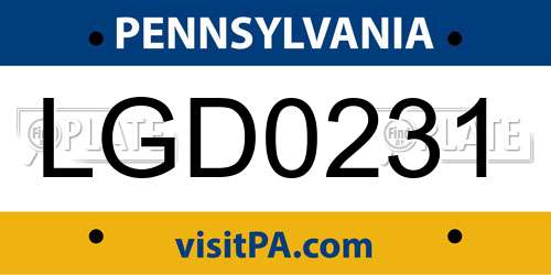 LGD0231 Pennsylvania License Plate