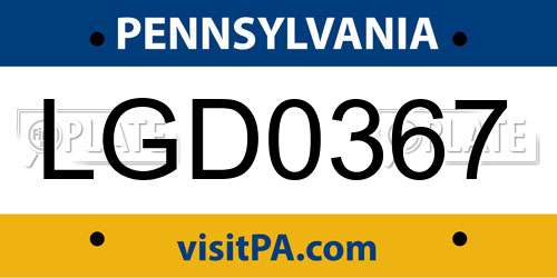 LGD0367 Pennsylvania License Plate