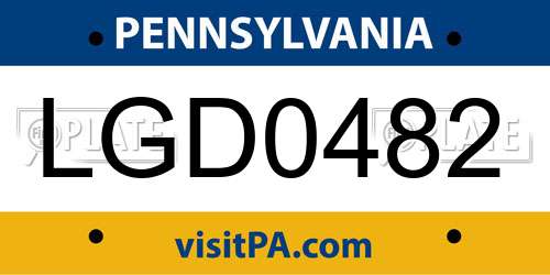 LGD0482 Pennsylvania License Plate