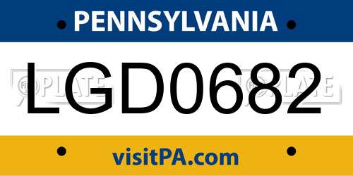 LGD0682 Pennsylvania License Plate