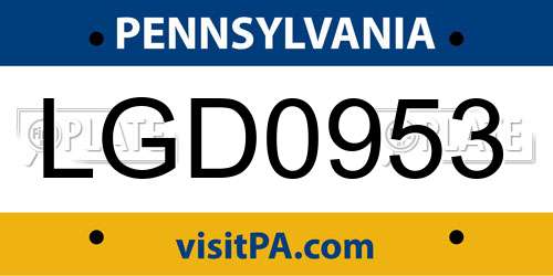 LGD0953 Pennsylvania License Plate