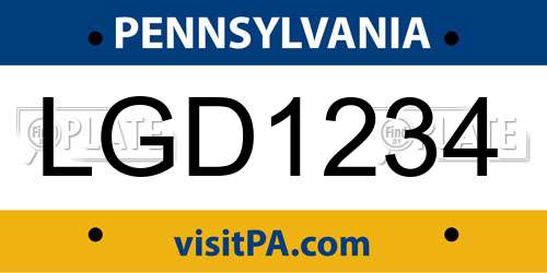 LGD1234 Pennsylvania License Plate
