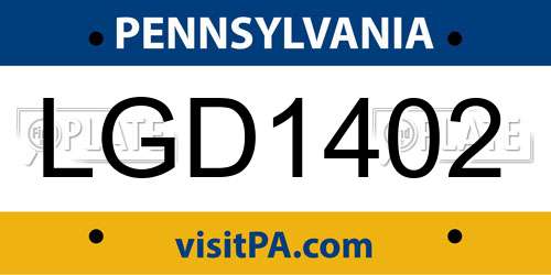 LGD1402 Pennsylvania License Plate