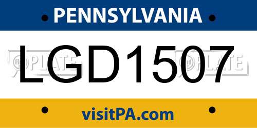 LGD1507 Pennsylvania License Plate