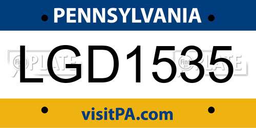LGD1535 Pennsylvania License Plate