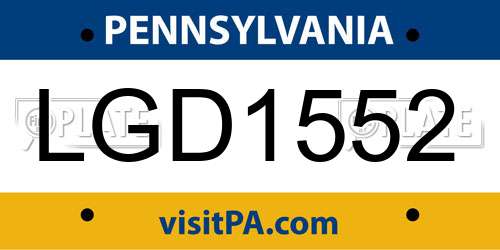 LGD1552 Pennsylvania License Plate