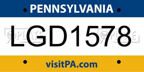 LGD1578 Pennsylvania License Plate