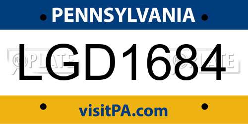 LGD1684 Pennsylvania License Plate