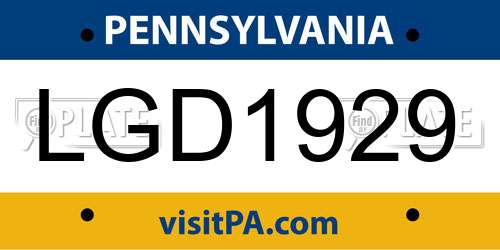 LGD1929 Pennsylvania License Plate
