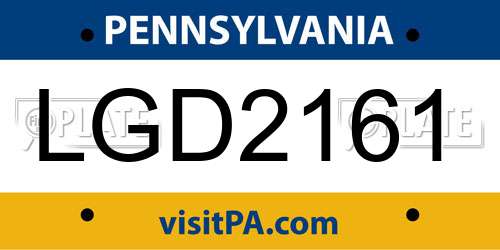 LGD2161 Pennsylvania License Plate
