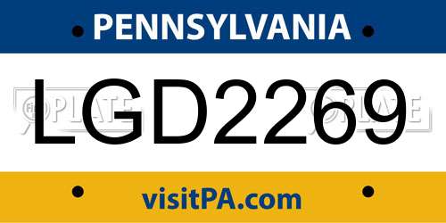 LGD2269 Pennsylvania License Plate