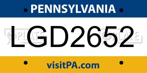 LGD2652 Pennsylvania License Plate